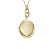 Fossil JF04426710 Collana Donna con pendente Ovale con Scrigno in Acciaio Dorato con Cristalli